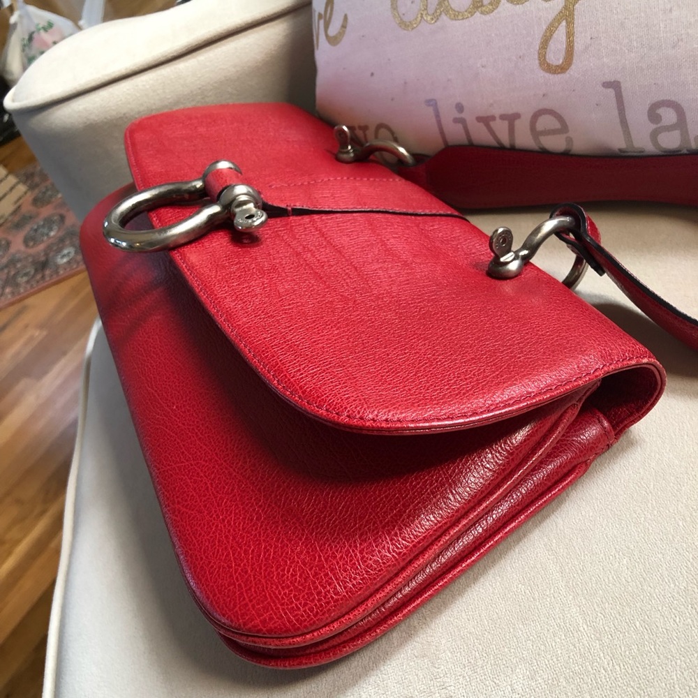 Vintage auth Burberry London red bag - Picture 2 of 8